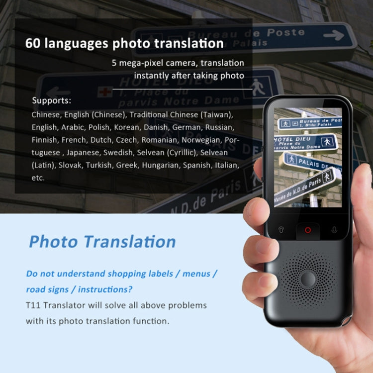 Traductor de voz inteligente T11 WIFI Traducción de idiomas de inteligencia artificial