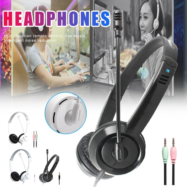 DANYIN DT326 Computadora de escritorio montada en la cabeza Auriculares con cable de aprendizaje para niños con micrófono, Longitud del cable: 1,8 m, DT326 3.5mm Two-hole White, DT326 3.5mm Two-hole Black, DT326 Single Hole Four-level White            ...