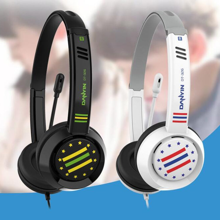 DANYIN DT326 Computadora de escritorio montada en la cabeza Auriculares con cable de aprendizaje para niños con micrófono, Longitud del cable: 1,8 m, DT326 3.5mm Two-hole White, DT326 3.5mm Two-hole Black, DT326 Single Hole Four-level White            ...