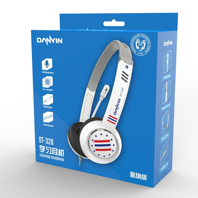DANYIN DT326 Computadora de escritorio montada en la cabeza Auriculares con cable de aprendizaje para niños con micrófono, Longitud del cable: 1,8 m, DT326 3.5mm Two-hole White, DT326 3.5mm Two-hole Black, DT326 Single Hole Four-level White            ...