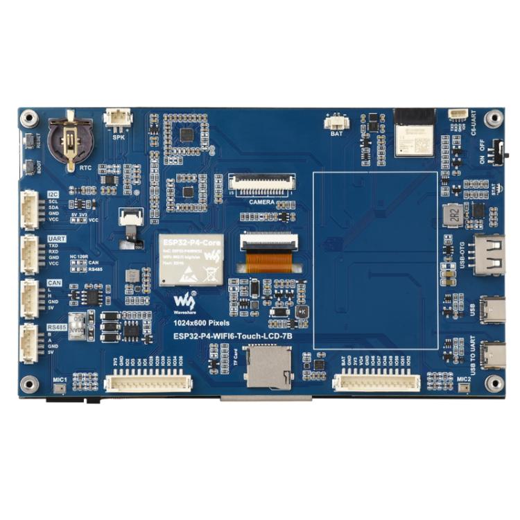 Placa de desarrollo WAVESHARE ESP32-P4-WIFI6 de 7 pulgadas con pantalla táctil de cinco puntos y resolución de 1024x600., Basic, Includes OV5647 Camera