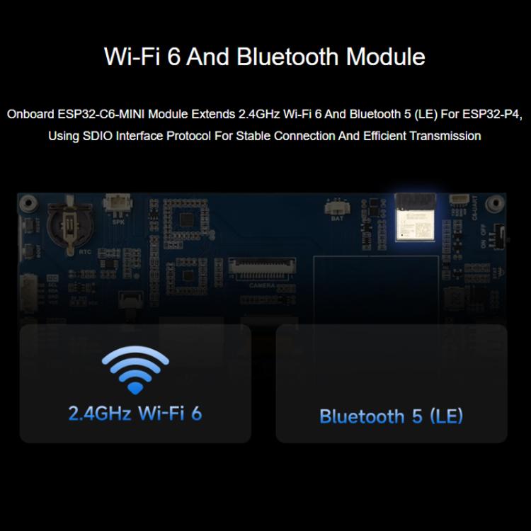 Placa de desarrollo WAVESHARE ESP32-P4-WIFI6 de 7 pulgadas con pantalla táctil de cinco puntos y resolución de 1024x600., Basic, Includes OV5647 Camera