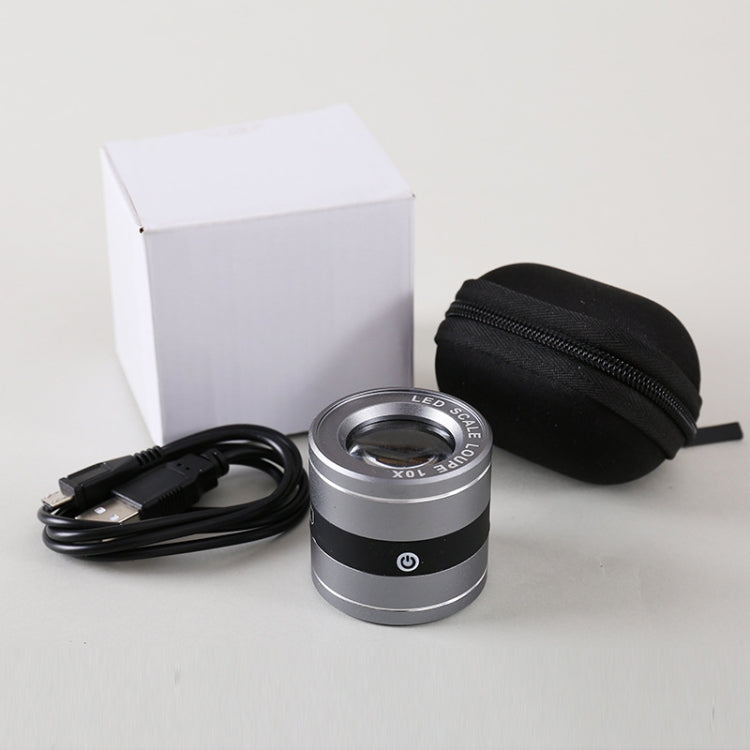 Tipo de tubo recargable con lámpara LED blanca, lámpara UV, medición e identificación de escala, vidrio óptico HD, lupa de 10 veces