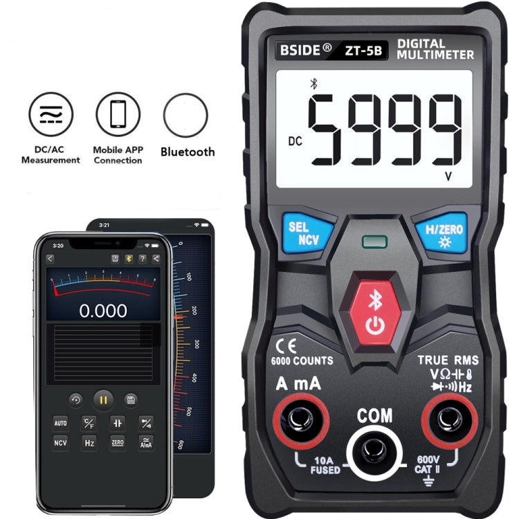 Multímetro digital de rango automático BSIDE ZT-5B Smart Bluetooth 6000 palabras, ZT-5B