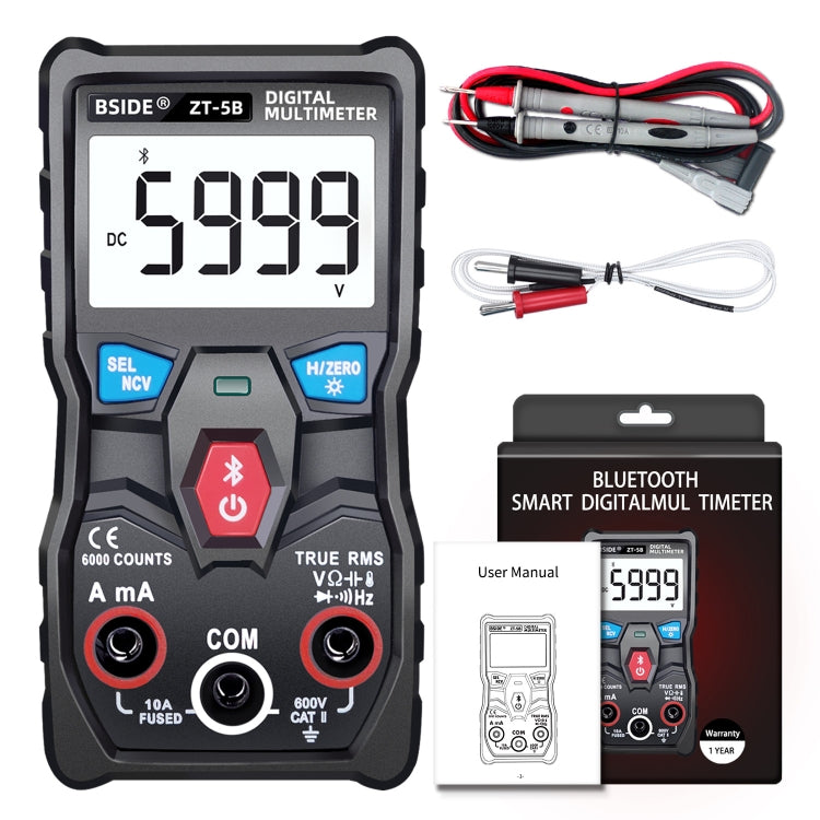 Multímetro digital de rango automático BSIDE ZT-5B Smart Bluetooth 6000 palabras, ZT-5B
