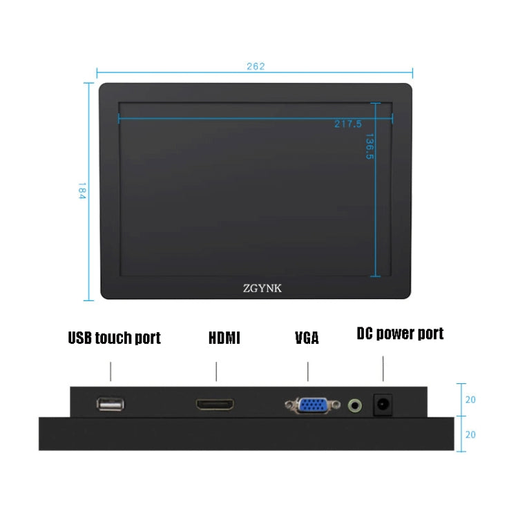 Pantalla industrial integrada ZGYNK KQ101 HD, 10 inch  Embedded, 15.6 inch  Embedded, 10 inch  Resistive, 15.6 inch  Resistive, 10 inch  Capacitive, 15.6 inch  Capacitive