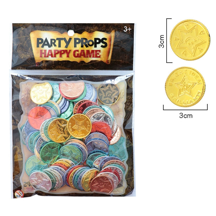100 unids/bolsa moneda de oro pirata moneda de la suerte de siete colores accesorios de juego de Navidad, 100 PCS / Bag Seven Color Lucky Coin