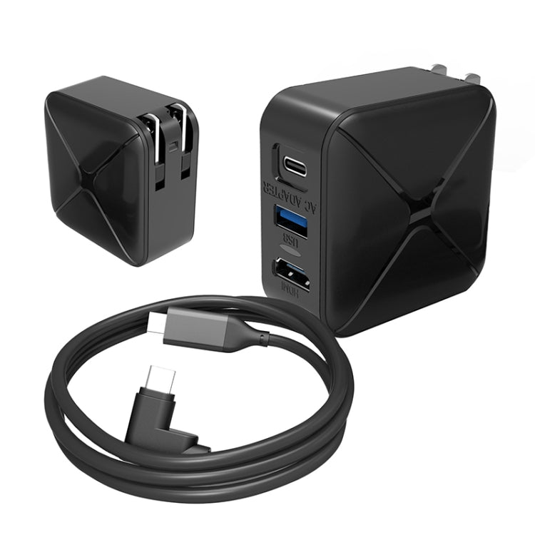 Base de adaptador de CA de carga y proyección multifunción compatible con Android/PC/Lite para interruptor, Black+US Plug, Black+EU Plug, Black+UK Plug
