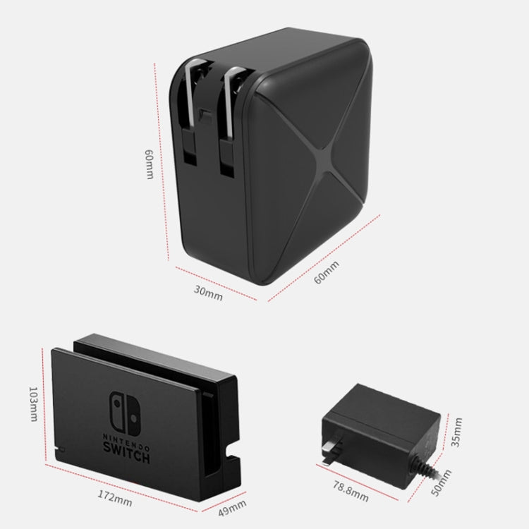 Base de adaptador de CA de carga y proyección multifunción compatible con Android/PC/Lite para interruptor, Black+US Plug, Black+EU Plug, Black+UK Plug