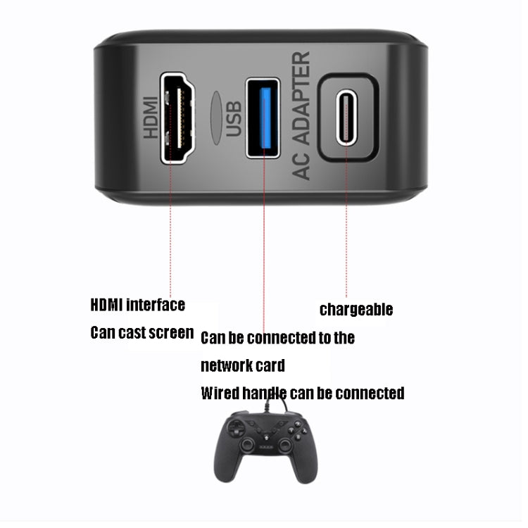 Base de adaptador de CA de carga y proyección multifunción compatible con Android/PC/Lite para interruptor, Black+US Plug, Black+EU Plug, Black+UK Plug