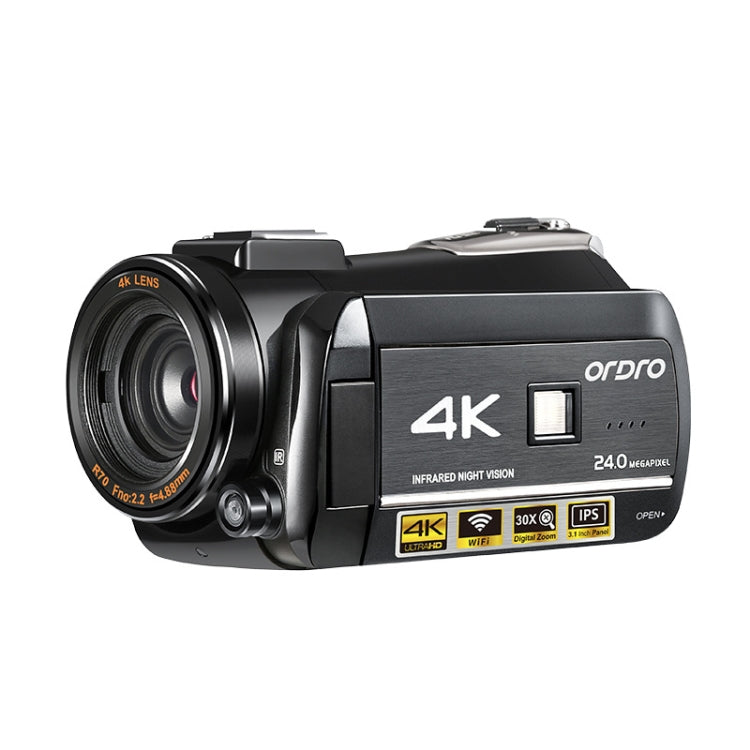 ORDRO AC3 Pantalla IPS de 3,1 pulgadas 4K Full HD 13MP Visión nocturna WiFi Videocámara en vivo Cámara digital DV, Standard, Standard + Microphone, Standard + Microphone +Handheld Stand, Standard+ Microphone +Fill Light