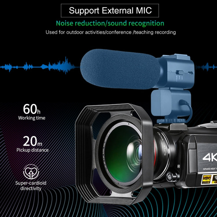 ORDRO AC3 Pantalla IPS de 3,1 pulgadas 4K Full HD 13MP Visión nocturna WiFi Videocámara en vivo Cámara digital DV, Standard, Standard + Microphone, Standard + Microphone +Handheld Stand, Standard+ Microphone +Fill Light