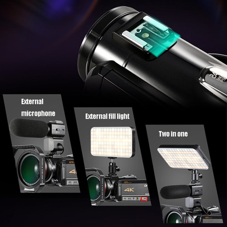 ORDRO AC5 4K HD Visión nocturna WiFi 12X Zoom óptico Video digital Cámara DV Videocámara, Standard, Standard + Microphone, Standard + Microphone + Handheld Stand, Standard+  Microphone + Fill Light