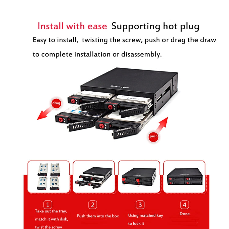 OImaster MR-6401 Caja de disco duro con unidad óptica incorporada en chasis de cuatro bahías, MR-6401