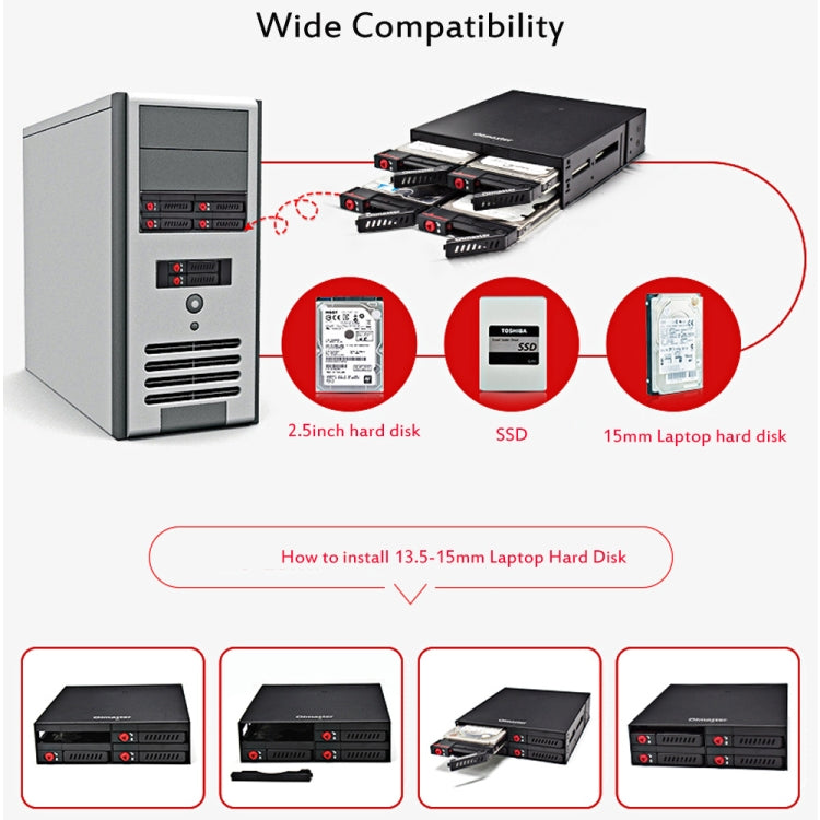 OImaster MR-6401 Caja de disco duro con unidad óptica incorporada en chasis de cuatro bahías, MR-6401