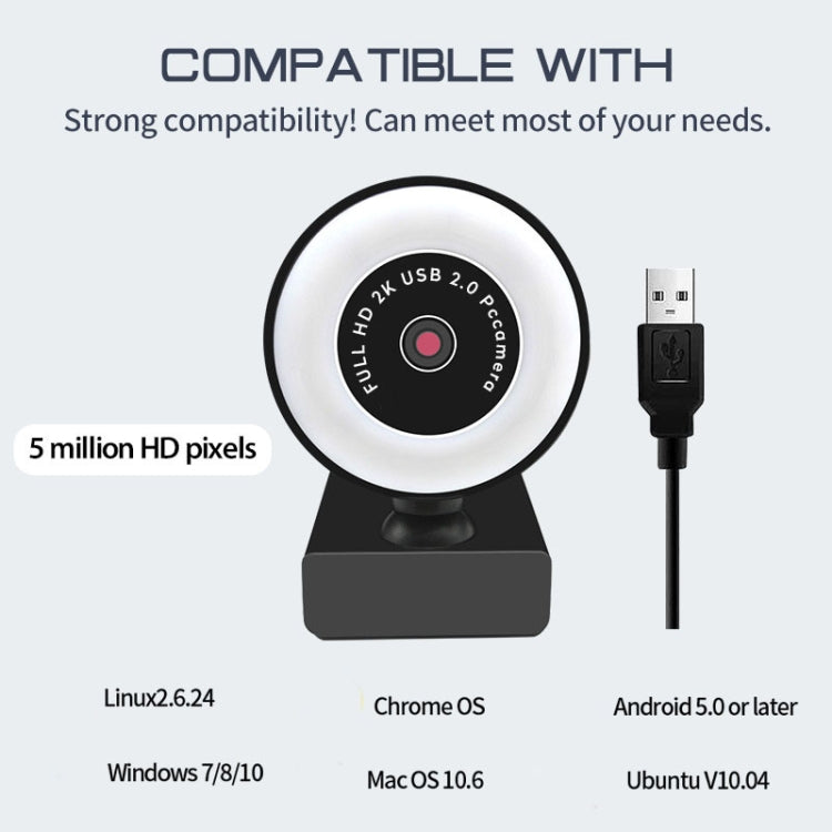 Cámara de luz de relleno HD sin unidad USB X98 con micrófono, 720P, 1080P, 2K Auto Focus