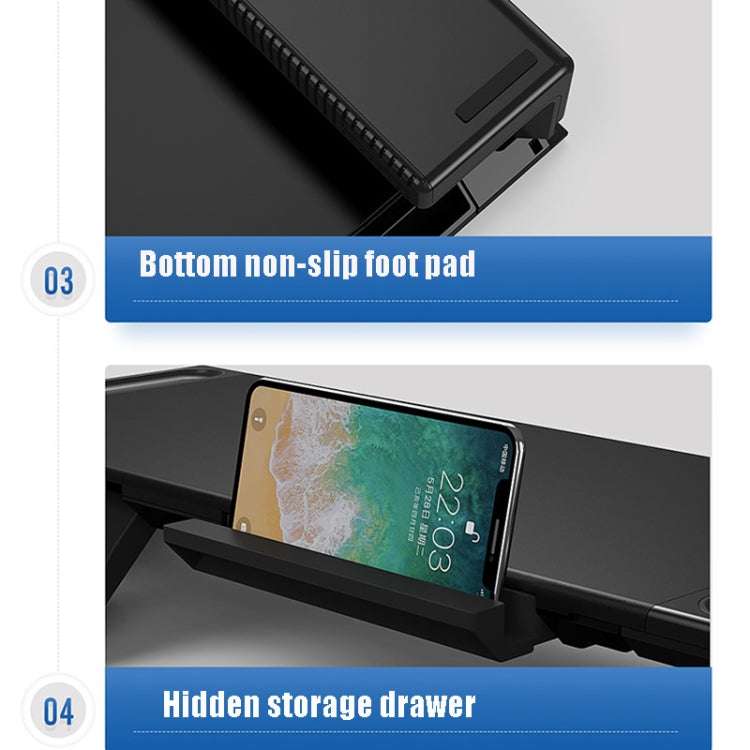Soporte de almacenamiento para portátiles con estante de aumento de pantalla AP2002-2-AOlmaster, Classic Style, Plus Storage Box