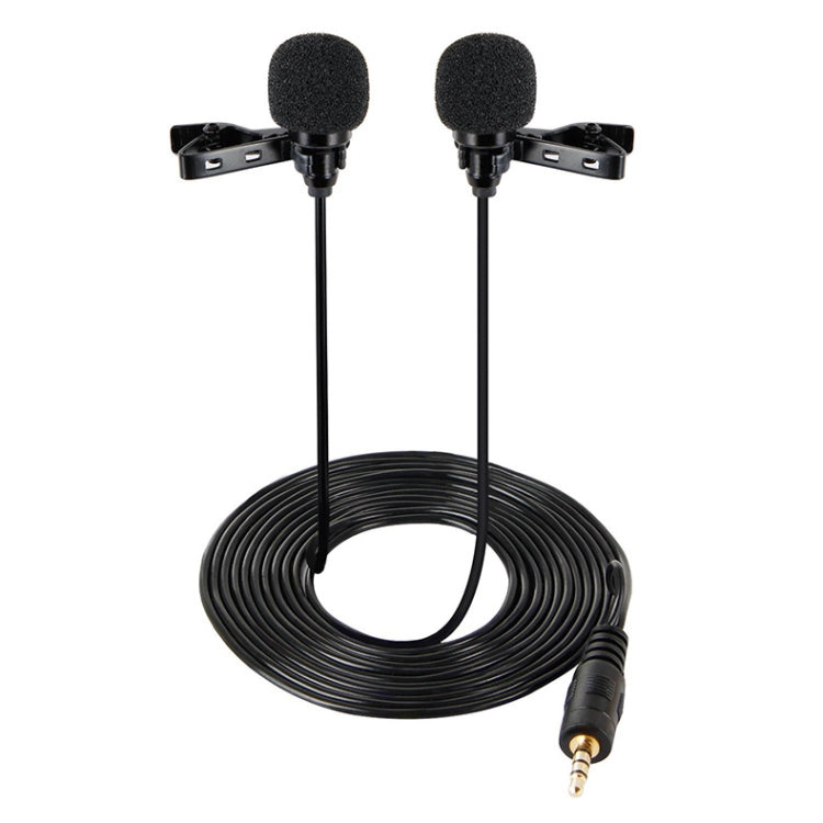 Micrófono Lavalier con cable, condensador, micrófono de doble cabeza, dos personas, teléfono móvil en vivo, micrófono K Song, 515PU Bag
