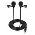 Micrófono Lavalier con cable, condensador, micrófono de doble cabeza, dos personas, teléfono móvil en vivo, micrófono K Song, 515PU Bag