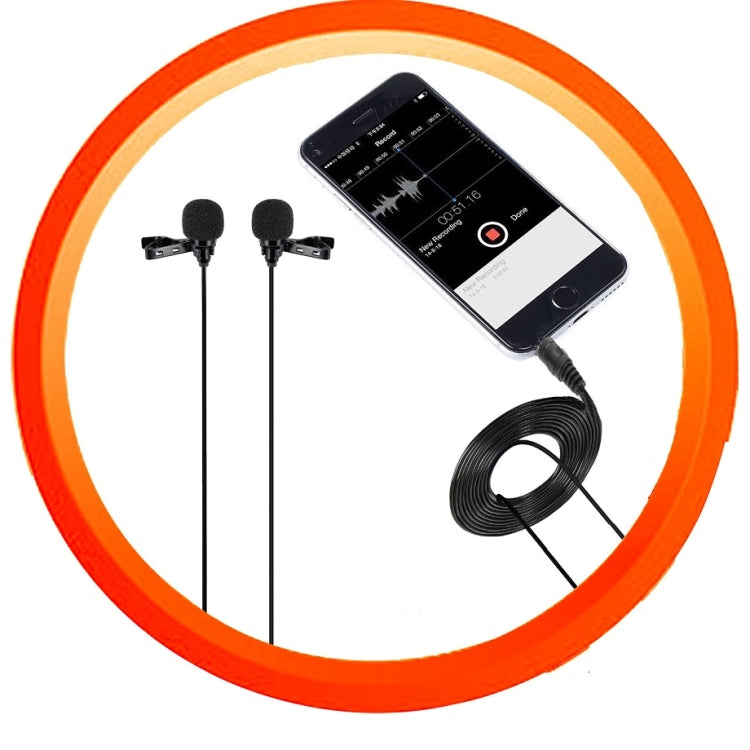 Micrófono Lavalier con cable, condensador, micrófono de doble cabeza, dos personas, teléfono móvil en vivo, micrófono K Song, 515PU Bag