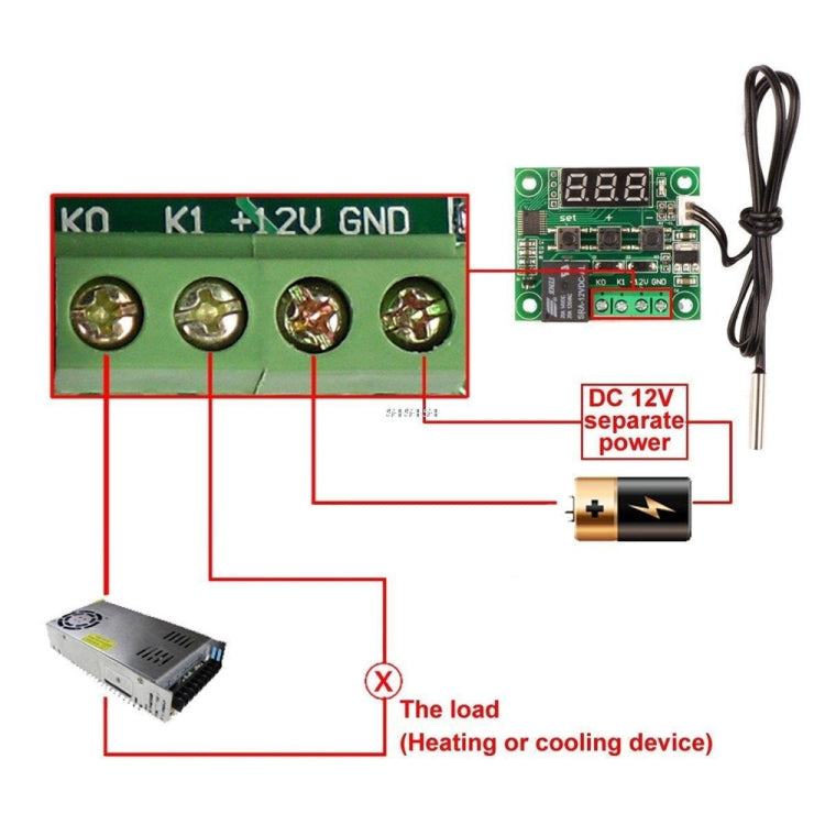 Termostato Digital de temperatura fría/calor DC 12V W1209, controlador de temperatura, interruptor de encendido/apagado-50-110C + caja acrílica W1209