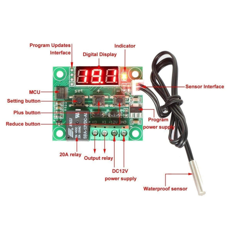 Termostato Digital de temperatura fría/calor DC 12V W1209, controlador de temperatura, interruptor de encendido/apagado-50-110C + caja acrílica W1209