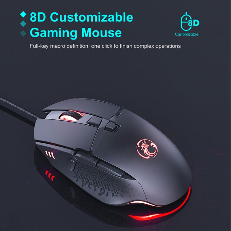 iMICE T91 Ratón luminoso para juegos con cable USB, 8 teclas, 7200 ppp, longitud del cable: 1,8 m