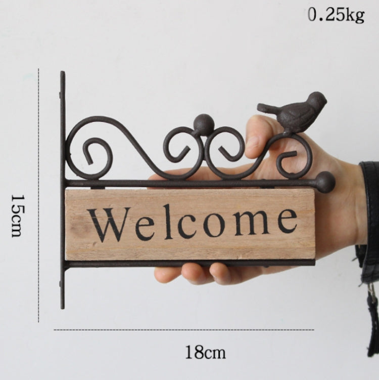 Accesorios de fotografía de decoración de pared de placa de puerta de bienvenida de pájaros de hierro Pastoral de campo, A20-AL1899