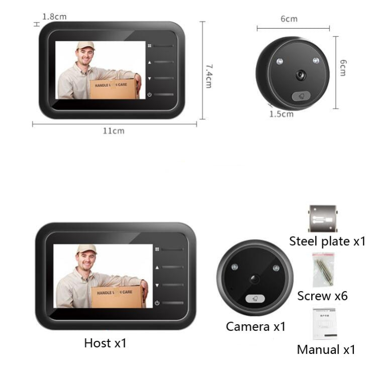 ASY-99 Timbre con vídeo electrónico para el hogar con ojo de gato inteligente de alta definición de 2,4 pulgadas