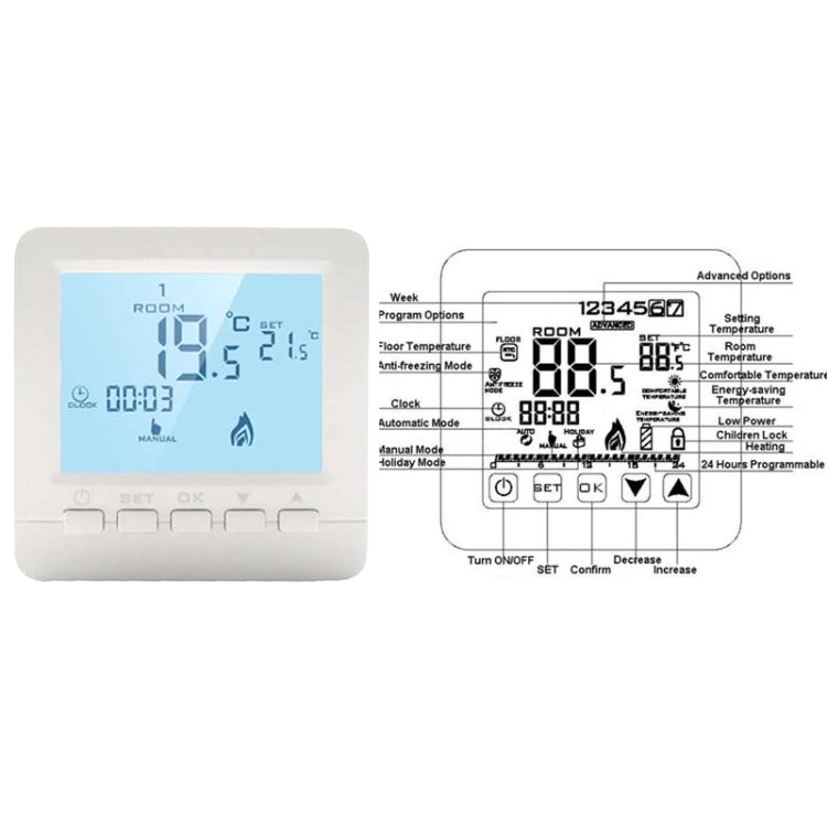 Controlador de temperatura del termostato de caldera mural programable HY02B05-2BW