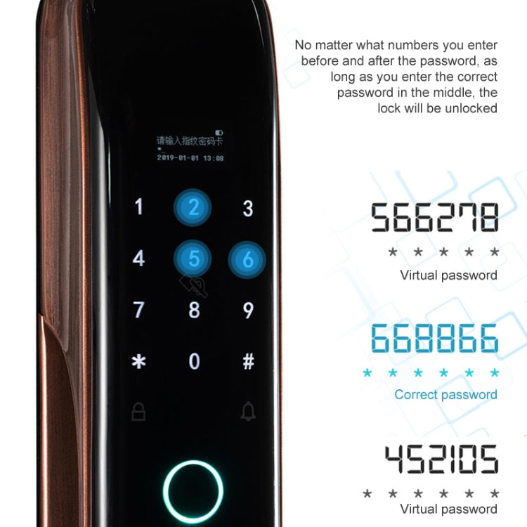 Wifi inteligente antirrobo huella digital contraseña bloqueo teléfono móvil Control remoto cerradura electrónica cerradura de tarjeta magnética, SM-SL608 Semi-automatic Black, SM-SL708 Semi-automatic Black, SM-SL808 Automatic Black                     ...