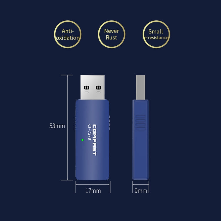 COMFAST CF-727B 1300Mbps Doble Frecuencia Gigabit USB Transmisor Receptor de Escritorio Portátil Bluetooth V4.2 + Tarjeta de Red Inalámbrica WiFi