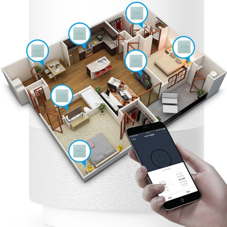 Teléfono móvil del control de voz del interruptor del panel táctil de la pared de Wifi teledirigido, White 1 Gang (Zero Firewire Wifi ), White 2 Gang (Zero Firewire Wifi ), White 3 Gang (Zero Firewire Wifi ), Black 1 Gang (Zero Firewire Wifi )         ...