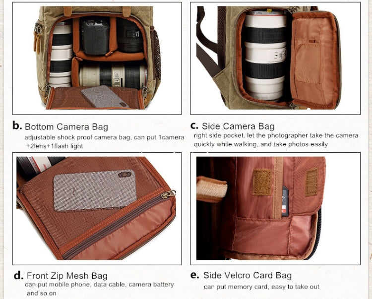 Bolsa de fotografía impermeable de lona Batik, mochila grande resistente al desgaste para exteriores para cámara fotográfica, mochila para hombres para Nikon/Canon/Sony/Fujifilm