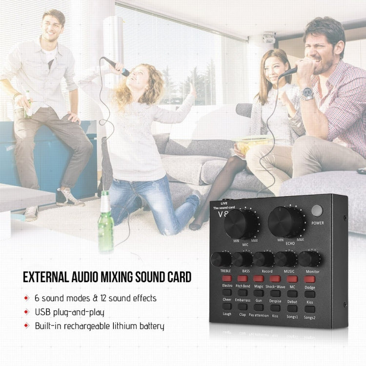 Conjunto de tarjeta de sonido V8, teléfono móvil Dual, computadora, transmisión en vivo, tarjeta de sonido Universal, V8 Sound Card