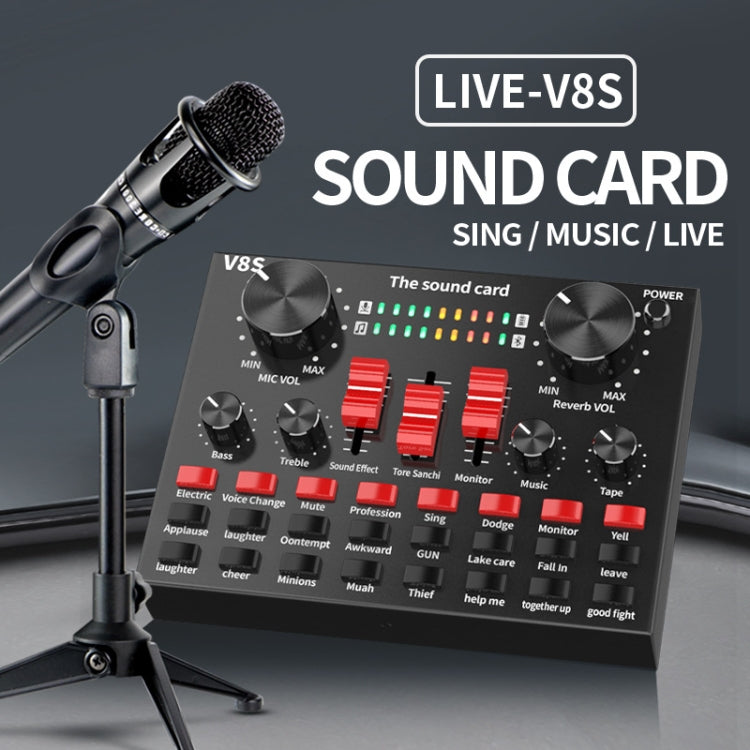 Tarjeta de sonido V8S, teléfono móvil, ordenador, ancla, micrófono de grabación de canciones en vivo K, English Version, V8S  + Golden Net BM700 Set, V8S  + Black Bet BM700 Set