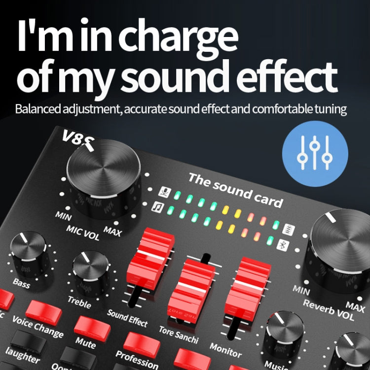 Tarjeta de sonido V8S, teléfono móvil, ordenador, ancla, micrófono de grabación de canciones en vivo K, English Version, V8S  + Golden Net BM700 Set, V8S  + Black Bet BM700 Set