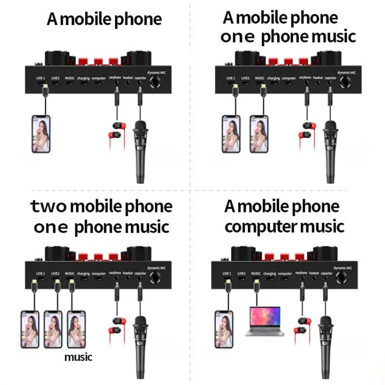 Tarjeta de sonido V8S, teléfono móvil, ordenador, ancla, micrófono de grabación de canciones en vivo K, English Version, V8S  + Golden Net BM700 Set, V8S  + Black Bet BM700 Set
