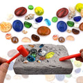3 piezas de piedras preciosas coloridas, juguete de excavación de tesoros arqueológicos, juguete creativo de rompecabezas DIY, 3 PCS DIY Puzzle Toy