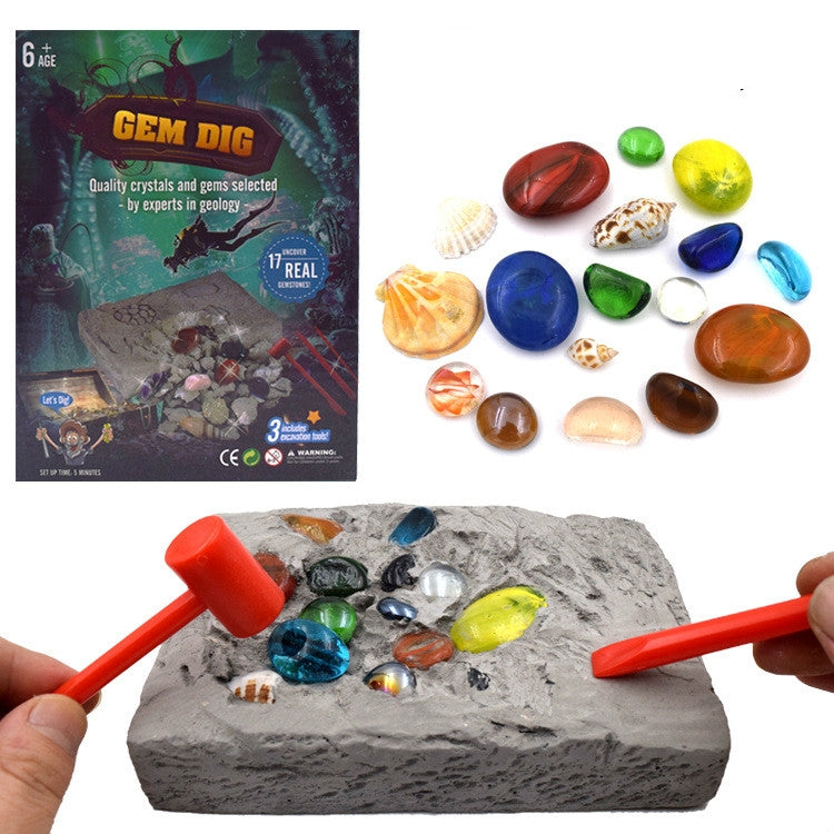 3 piezas de piedras preciosas coloridas, juguete de excavación de tesoros arqueológicos, juguete creativo de rompecabezas DIY, 3 PCS DIY Puzzle Toy