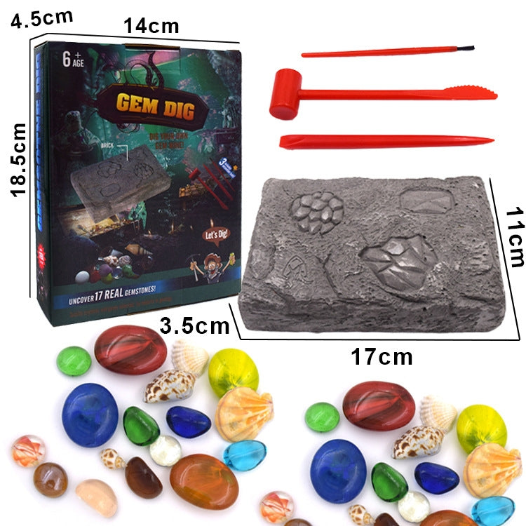 3 piezas de piedras preciosas coloridas, juguete de excavación de tesoros arqueológicos, juguete creativo de rompecabezas DIY, 3 PCS DIY Puzzle Toy