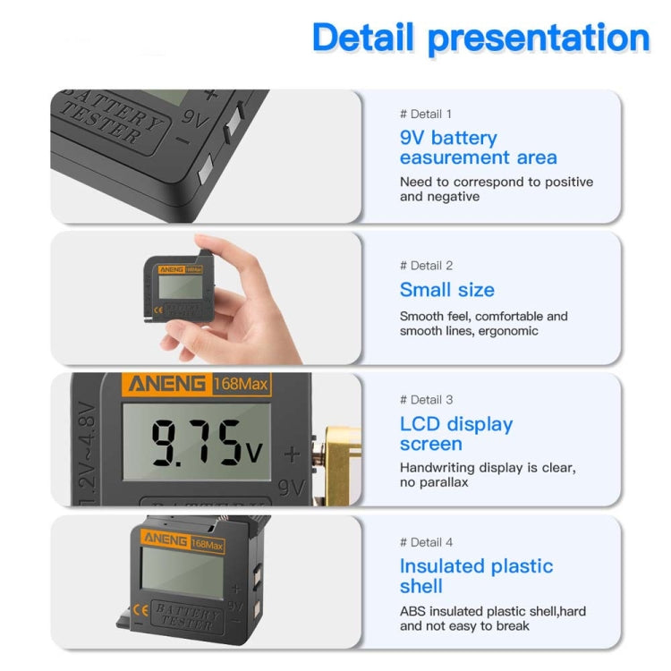 2 uds ANENG 168MAX probador de batería portátil probador de energía de batería de alta precisión probador de capacidad de batería