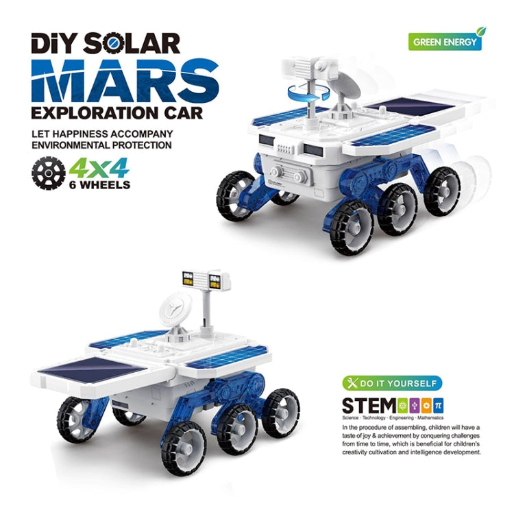 Niños DIY Solar Mars Exploration Car Toy Puzzle Ciencia Educación Ensamblado Modelo Eléctrico de 4 Ruedas, Solar Mars Exploration Car Toy