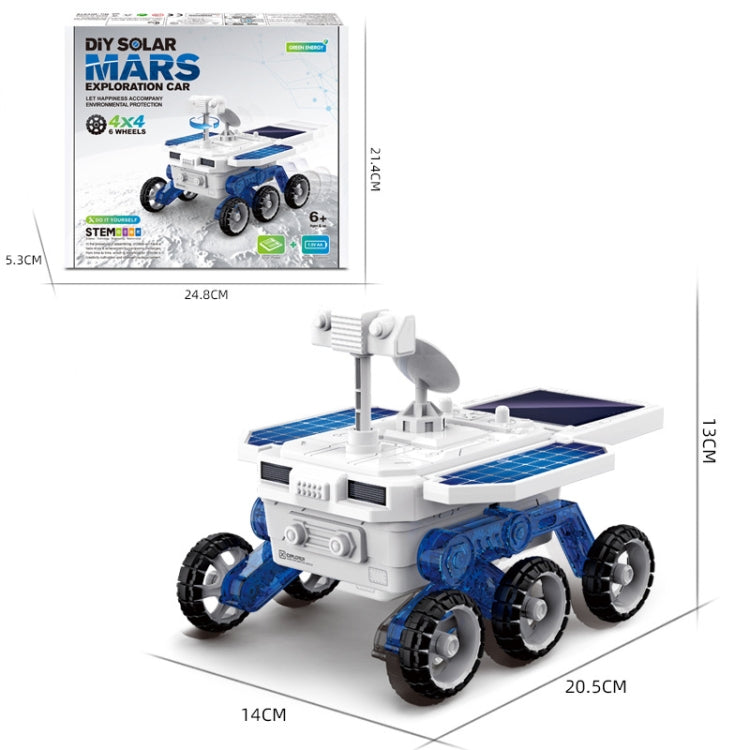 Niños DIY Solar Mars Exploration Car Toy Puzzle Ciencia Educación Ensamblado Modelo Eléctrico de 4 Ruedas, Solar Mars Exploration Car Toy