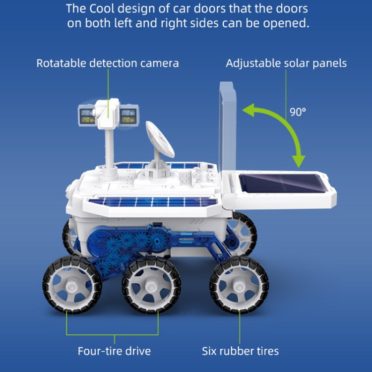 Niños DIY Solar Mars Exploration Car Toy Puzzle Ciencia Educación Ensamblado Modelo Eléctrico de 4 Ruedas, Solar Mars Exploration Car Toy