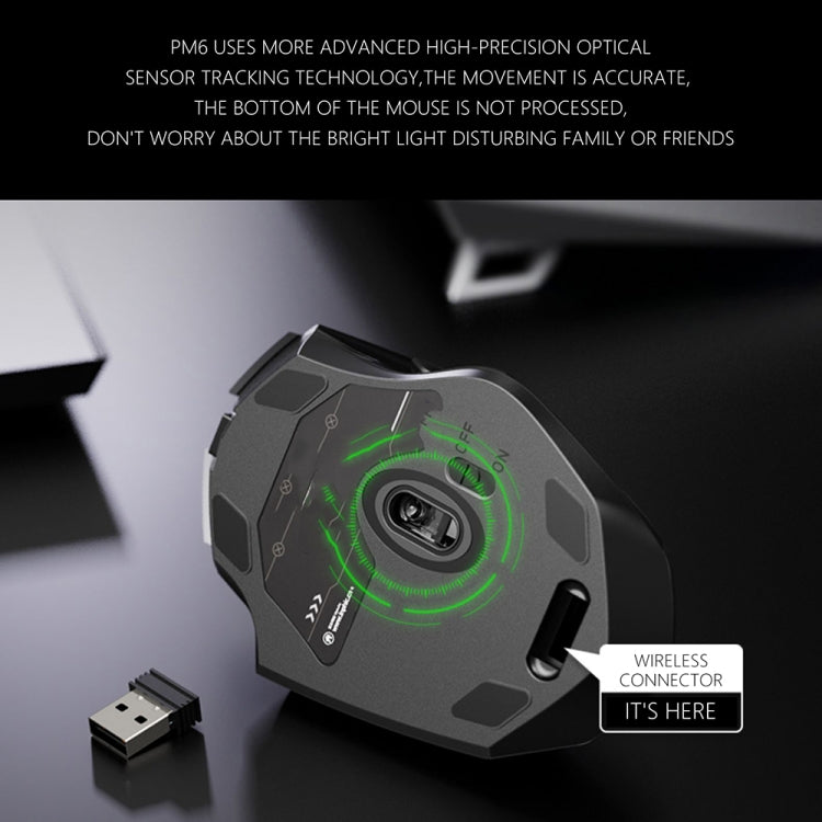 Inphic PM6 6 teclas 1000/1200/1600 DPI Home Macro programación Gaming ratón mecánico inalámbrico, Black Wireless Charging Silent Version, Gray Wireless Charging Silent Version, Red Wireless Charging Silent Version                                       ...