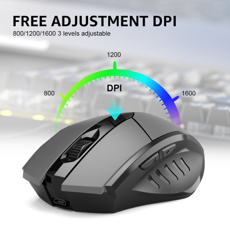 Inphic PM6 6 teclas 1000/1200/1600 DPI Home Macro programación Gaming ratón mecánico inalámbrico, Black Wireless Charging Silent Version, Gray Wireless Charging Silent Version, Red Wireless Charging Silent Version                                       ...