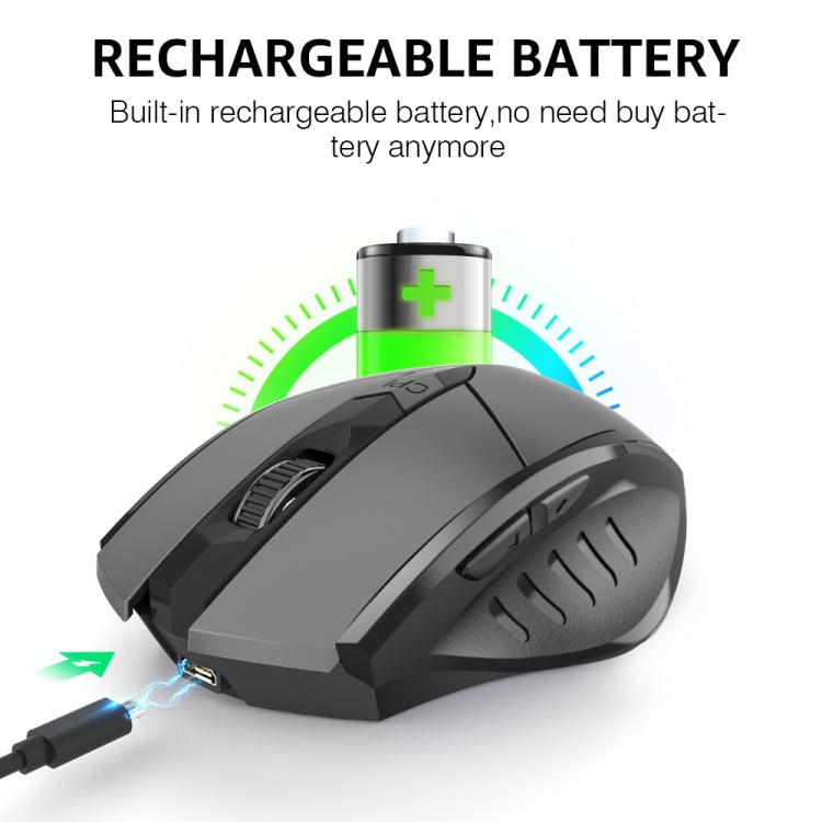 Inphic PM6 6 teclas 1000/1200/1600 DPI Home Macro programación Gaming ratón mecánico inalámbrico, Black Wireless Charging Silent Version, Gray Wireless Charging Silent Version, Red Wireless Charging Silent Version                                       ...