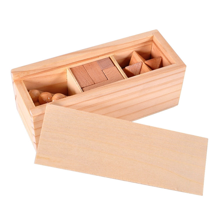 3 PCS / Set Caja de madera para adultos Juguetes educativos Kongming Lock Luban Lock, 3 PCS / Set Box