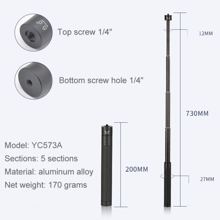 Estabilizador de varilla de extensión, varilla de extensión para selfies dedicada para cardán G5 / SPG / WG2, YC573A, YC573B, YC4120, YC493, YC667C, YC669 With PTZ, Dual-purpose Tie-in